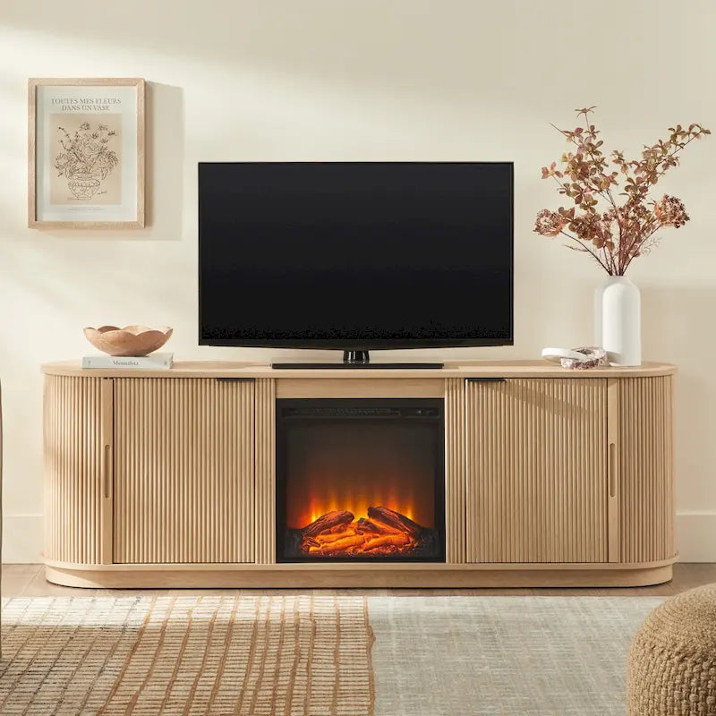 Meuble TV cheminée moderne à cannelures de 70 pouces de Middlebrook Designs