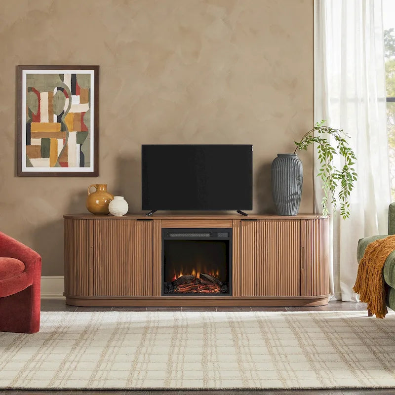 Meuble TV cheminée moderne à cannelures de 70 pouces de Middlebrook Designs