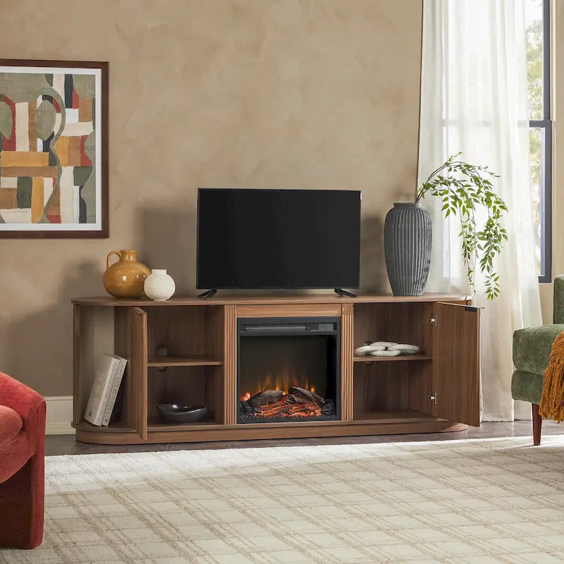 Meuble TV cheminée moderne à cannelures de 70 pouces de Middlebrook Designs