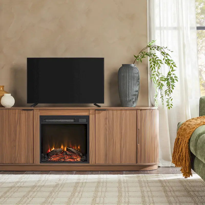 Meuble TV cheminée moderne à cannelures de 70 pouces de Middlebrook Designs