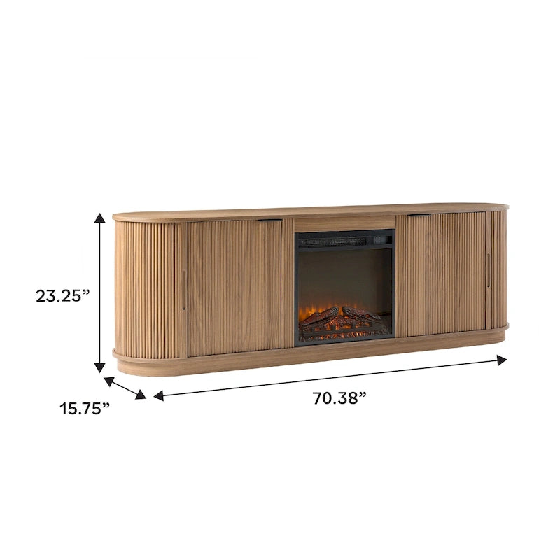 Meuble TV cheminée moderne à cannelures de 70 pouces de Middlebrook Designs