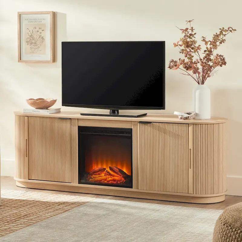 Meuble TV cheminée moderne à cannelures de 70 pouces de Middlebrook Designs