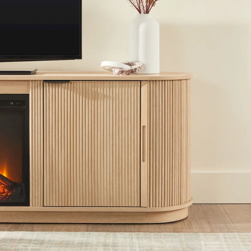 Meuble TV cheminée moderne à cannelures de 70 pouces de Middlebrook Designs