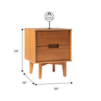 Table de chevet Middlebrook style milieu du siècle en bois massif, 2 tiroirs, lot de 2