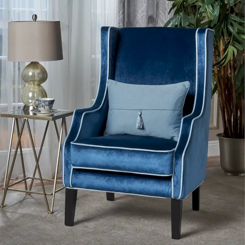 Fauteuil club en velours à dossier haut de 25,9 pouces avec dossier large