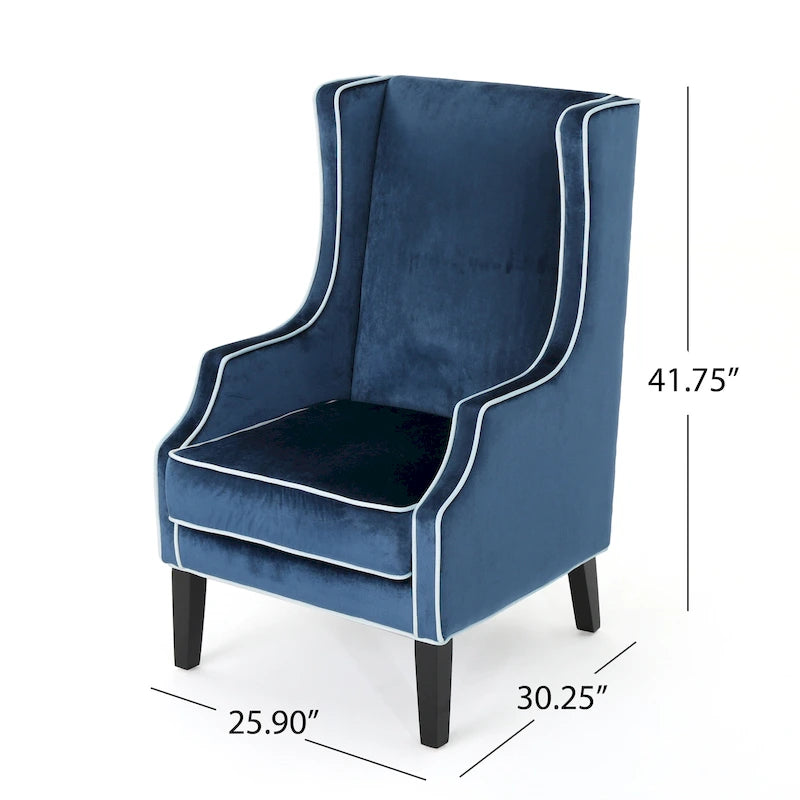 Fauteuil club en velours à dossier haut de 25,9 pouces avec dossier large
