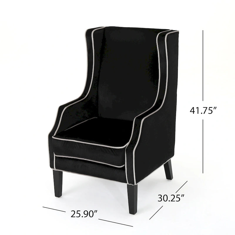 Fauteuil club en velours à dossier haut de 25,9 pouces avec dossier large