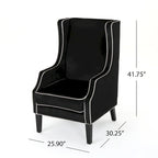 Fauteuil club en velours à dossier haut de 25,9 pouces avec dossier large