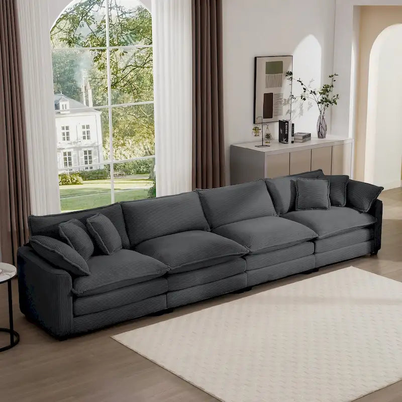 Canapé d'angle modulaire en velours côtelé Cloud, combinaison libre
