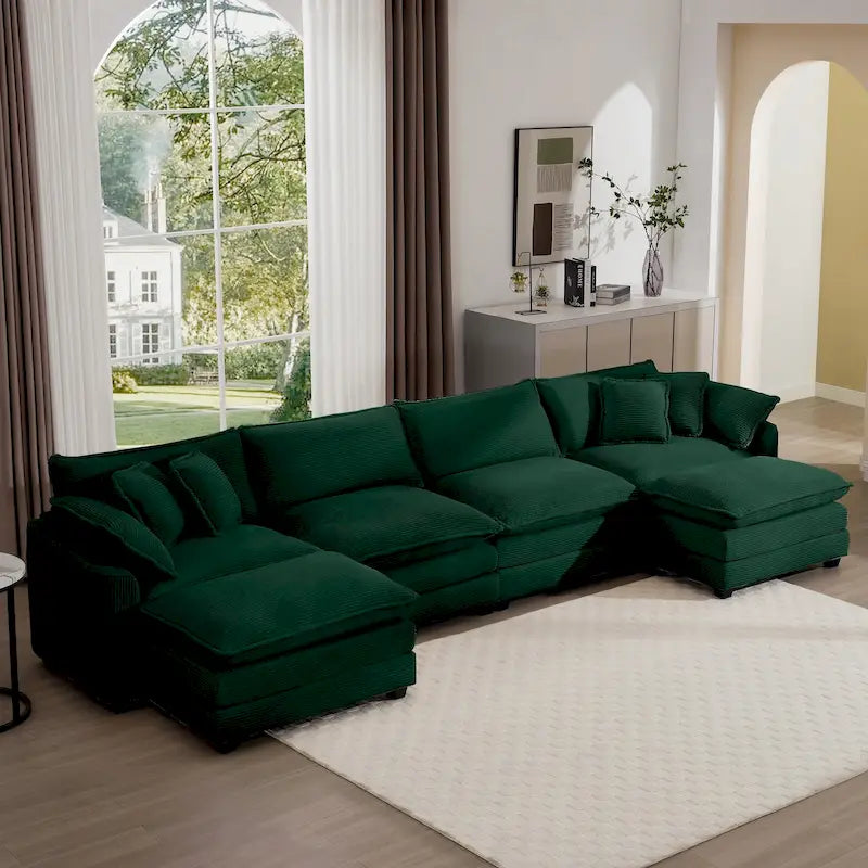 Canapé d'angle modulaire en velours côtelé Cloud, combinaison libre