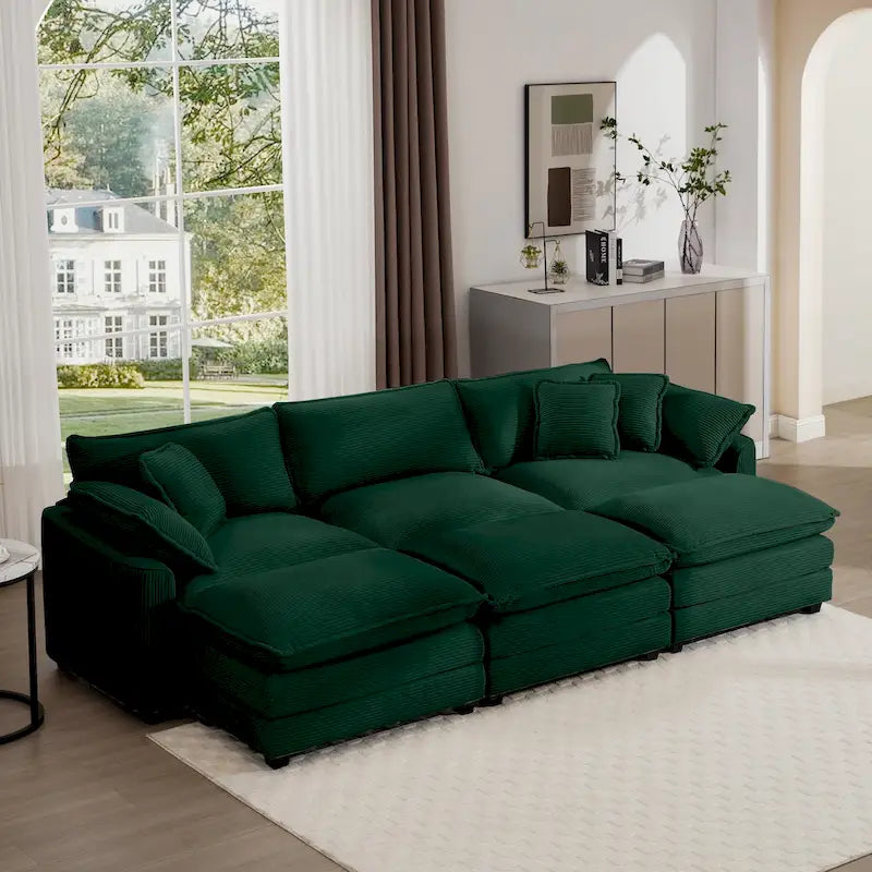 Canapé d'angle modulaire en velours côtelé Cloud, combinaison libre