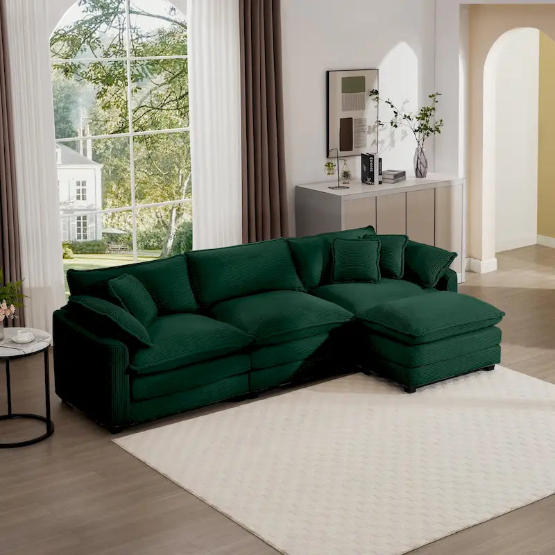 Canapé d'angle modulaire en velours côtelé Cloud, combinaison libre