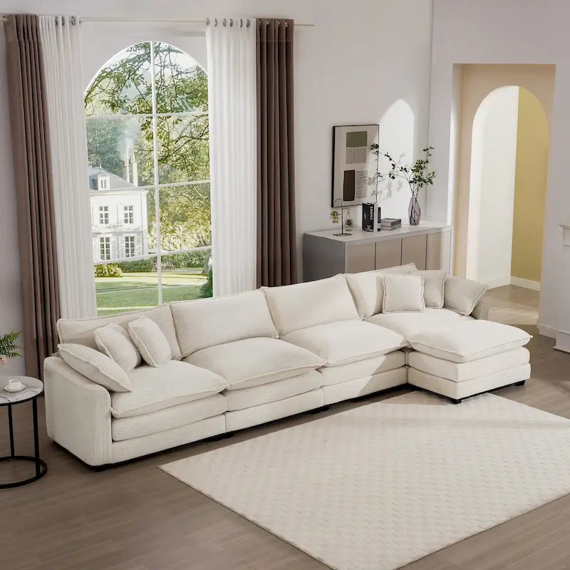 Canapé d'angle modulaire en velours côtelé Cloud, combinaison libre