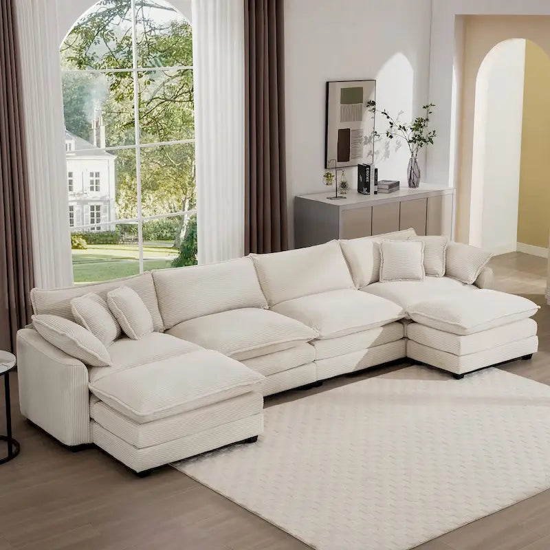 Canapé d'angle modulaire en velours côtelé Cloud, combinaison libre
