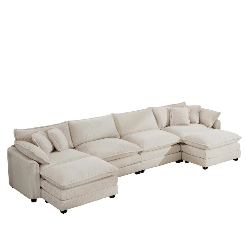Canapé d'angle modulaire en velours côtelé Cloud, combinaison libre