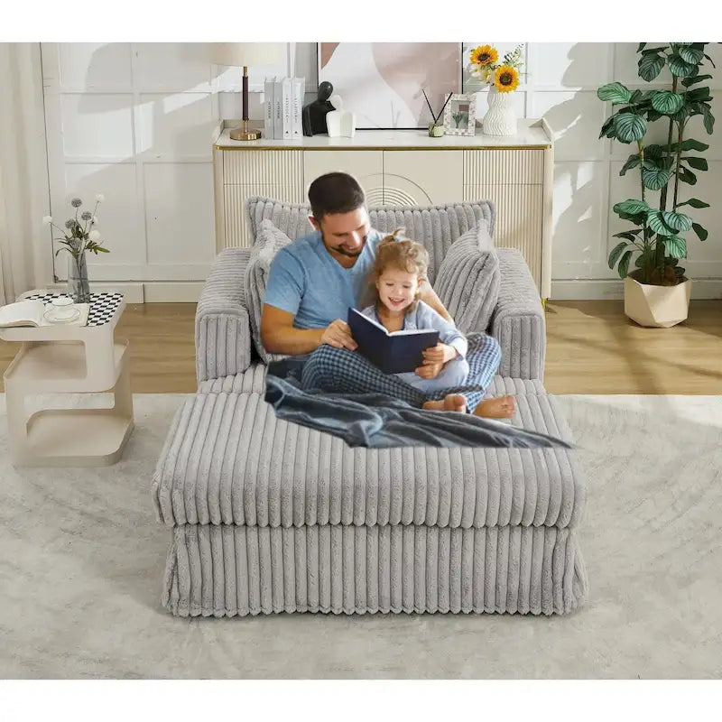 Chaise longue rembourrée surdimensionnée de 47,8 pouces avec coussins