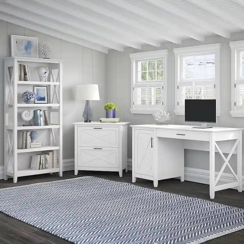 Bureau d'ordinateur Key West 54W avec armoire et bibliothèque par Bush Furniture