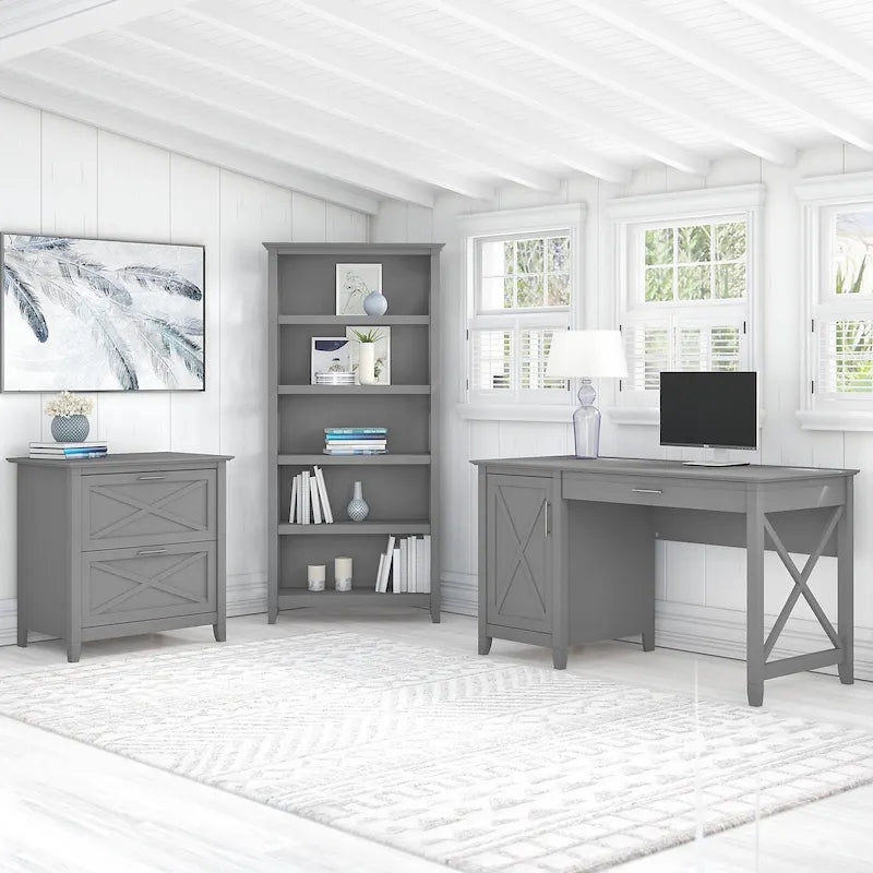 Bureau d'ordinateur Key West 54W avec armoire et bibliothèque par Bush Furniture
