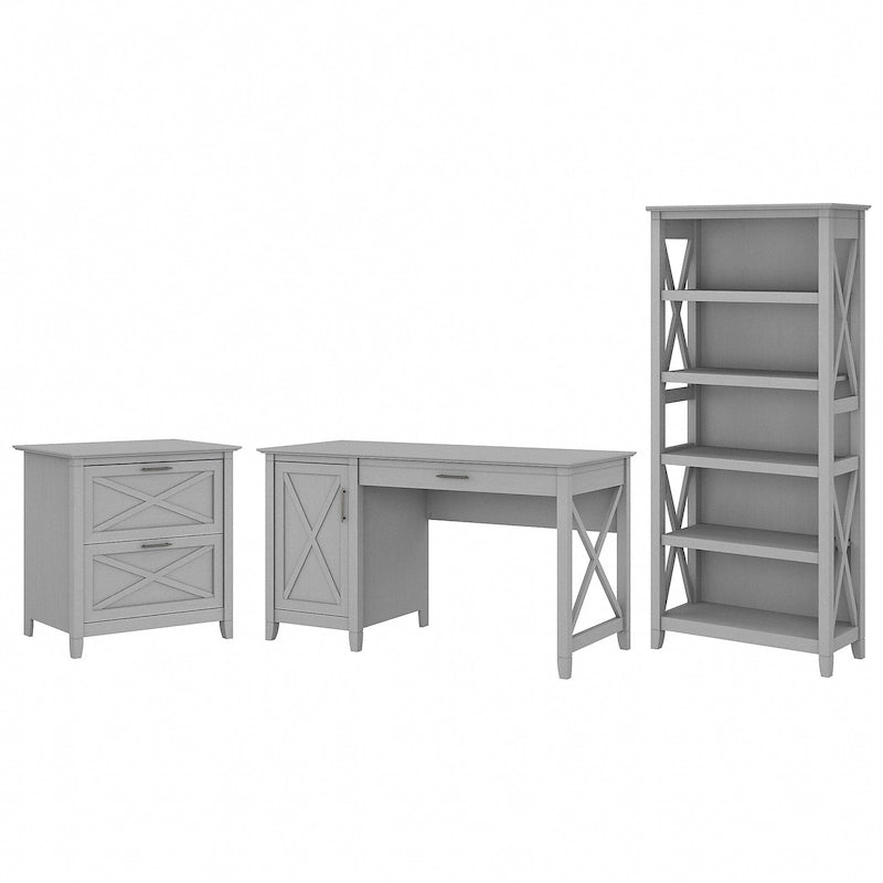 Bureau d'ordinateur Key West 54W avec armoire et bibliothèque par Bush Furniture