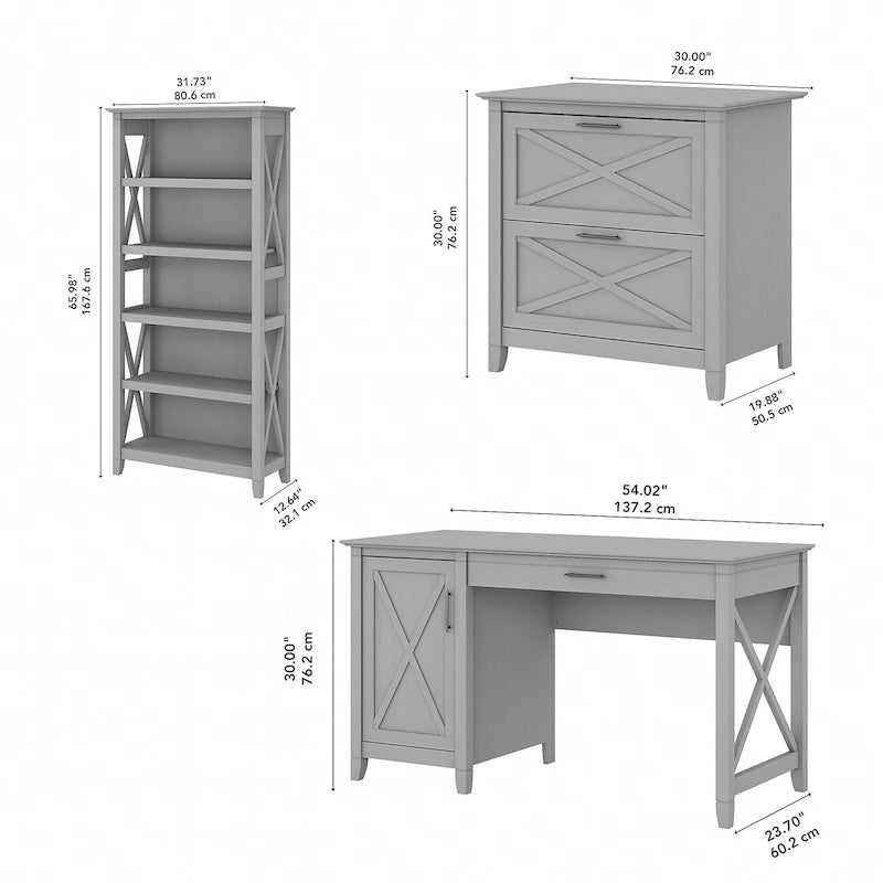 Bureau d'ordinateur Key West 54W avec armoire et bibliothèque par Bush Furniture