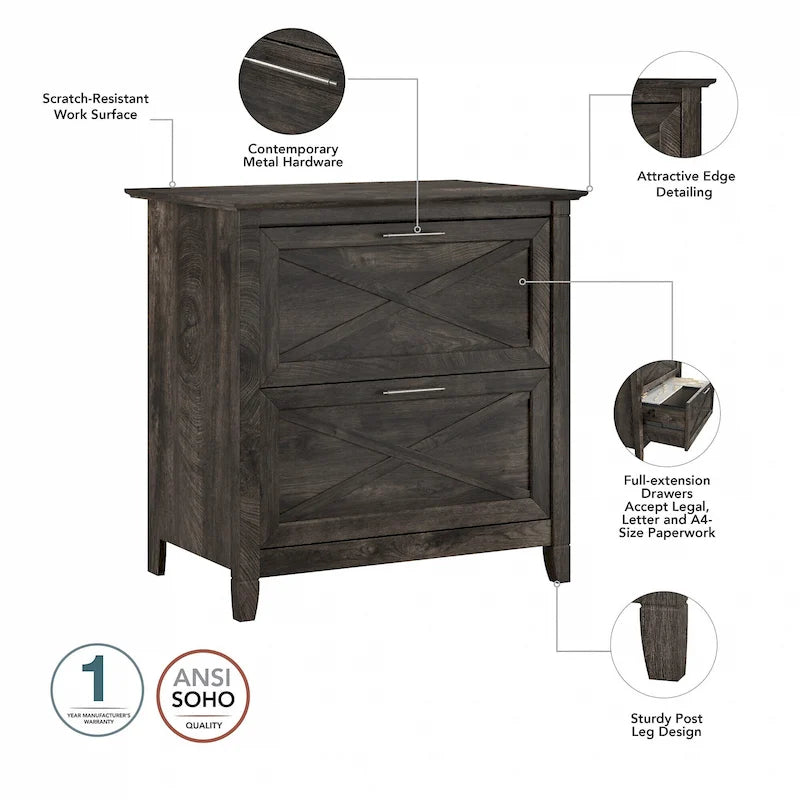 Bureau d'ordinateur Key West 54W avec armoire et bibliothèque par Bush Furniture