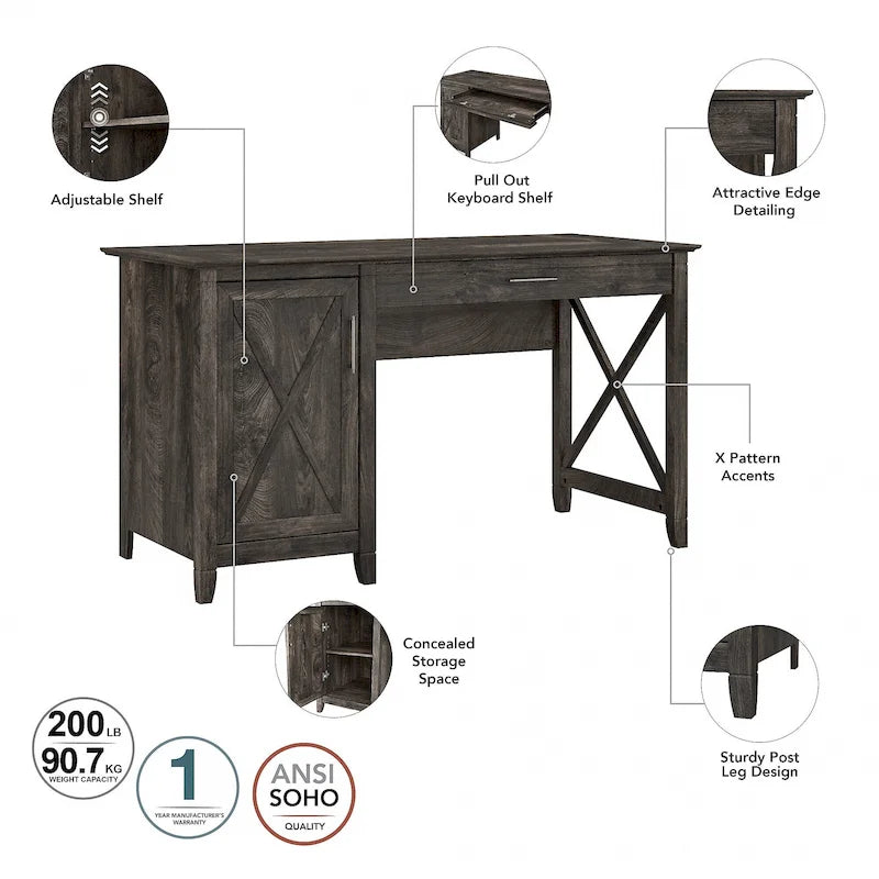 Bureau d'ordinateur Key West 54W avec armoire et bibliothèque par Bush Furniture