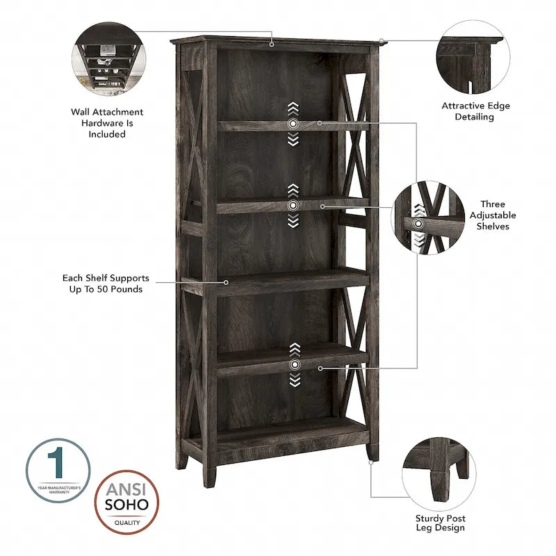 Bureau d'ordinateur Key West 54W avec armoire et bibliothèque par Bush Furniture