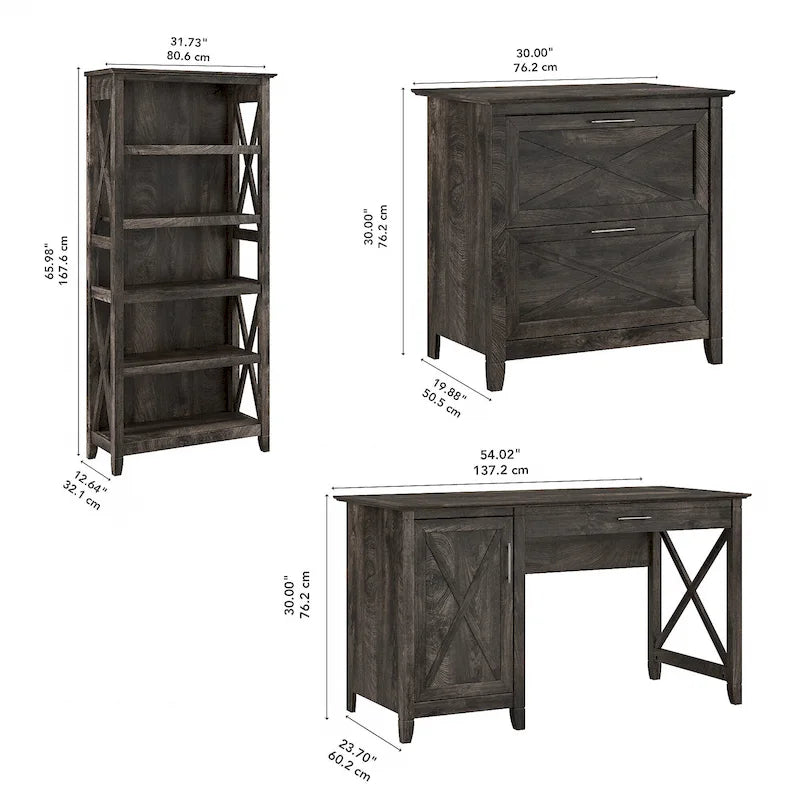 Bureau d'ordinateur Key West 54W avec armoire et bibliothèque par Bush Furniture