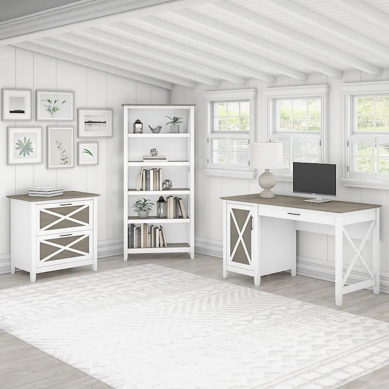 Bureau d'ordinateur Key West 54W avec armoire et bibliothèque par Bush Furniture