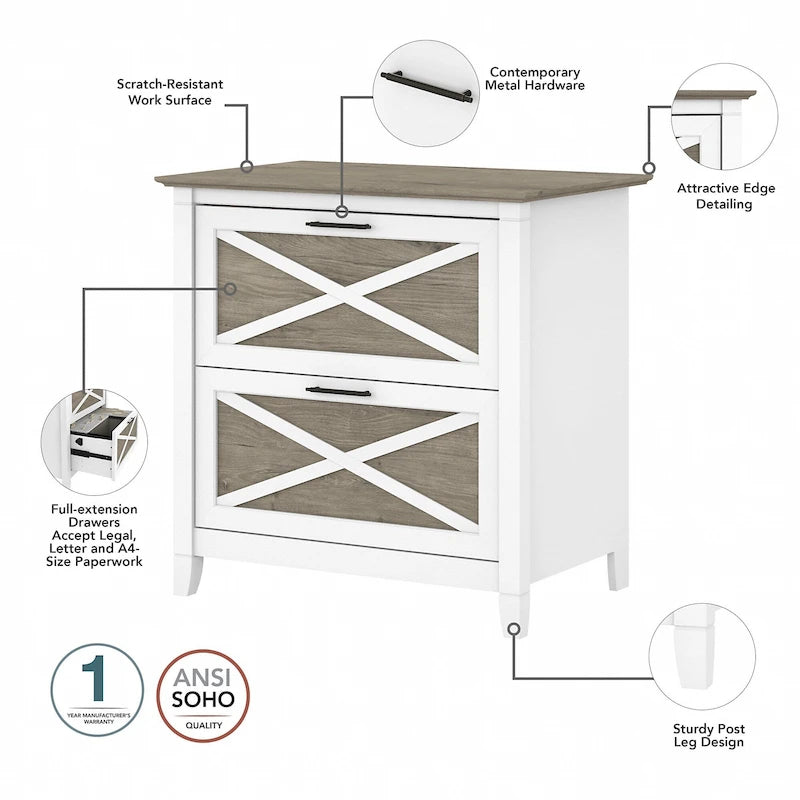 Bureau d'ordinateur Key West 54W avec armoire et bibliothèque par Bush Furniture