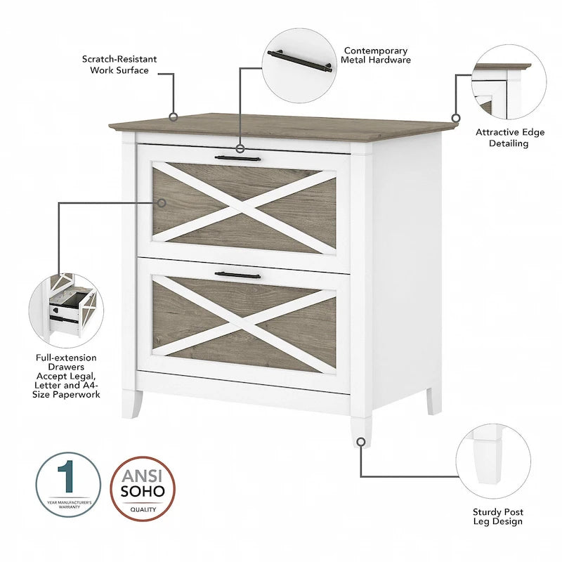 Bureau d'ordinateur Key West 54W avec armoire et bibliothèque par Bush Furniture