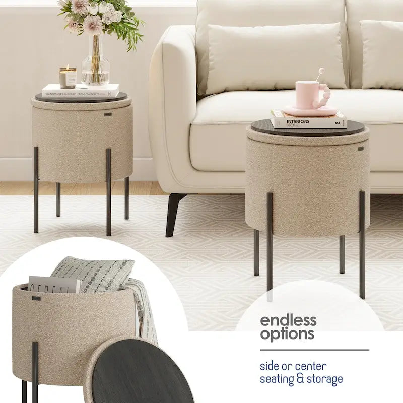 Pouf rond StorageBud avec rangement