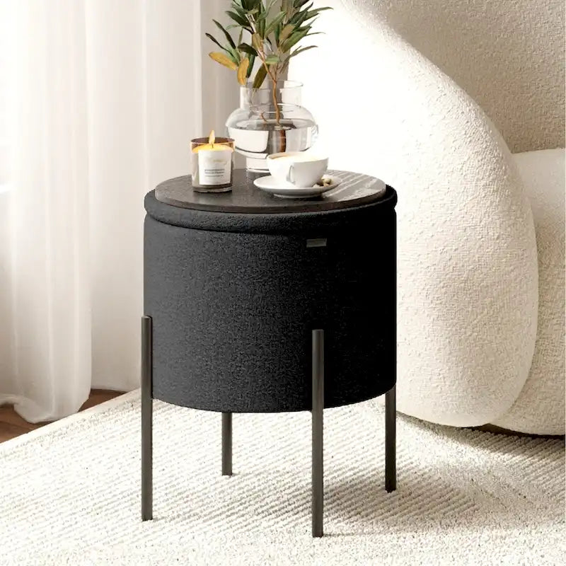 Pouf rond StorageBud avec rangement