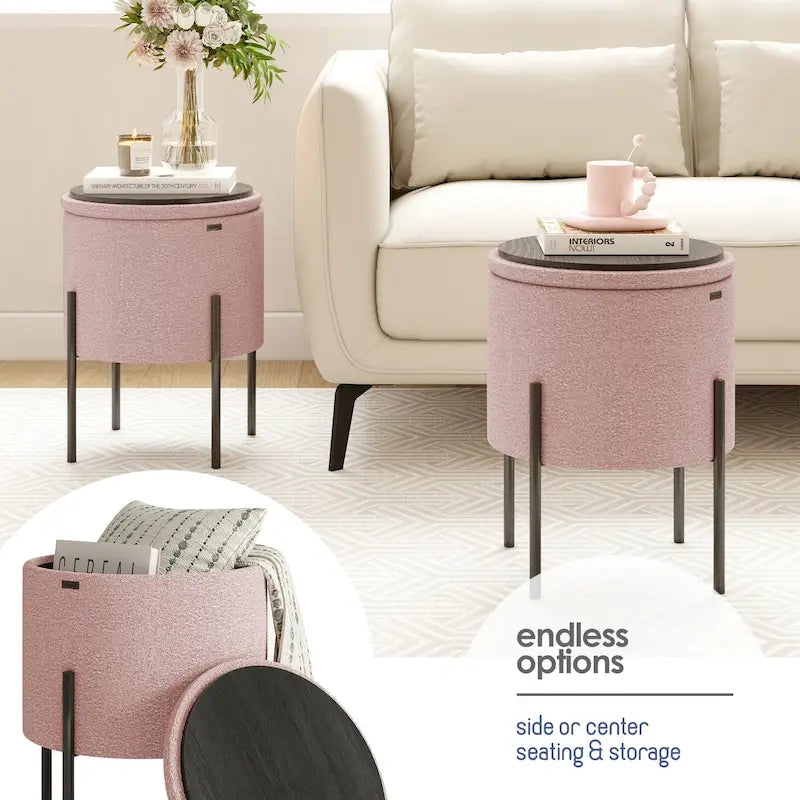 Pouf rond StorageBud avec rangement