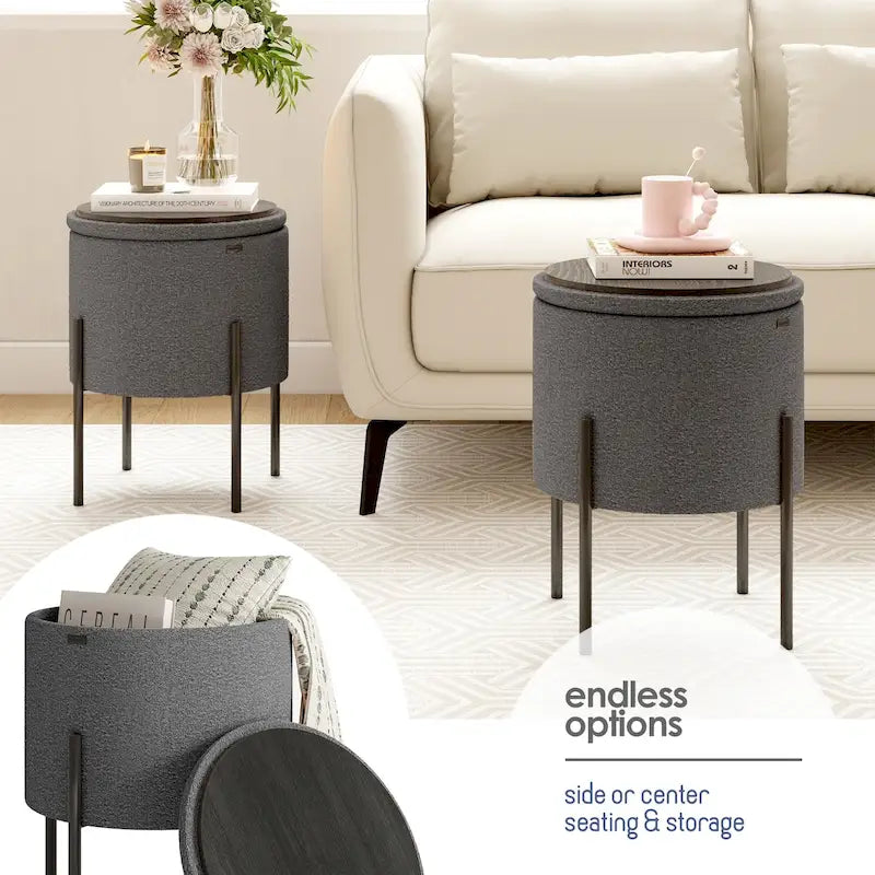 Pouf rond StorageBud avec rangement
