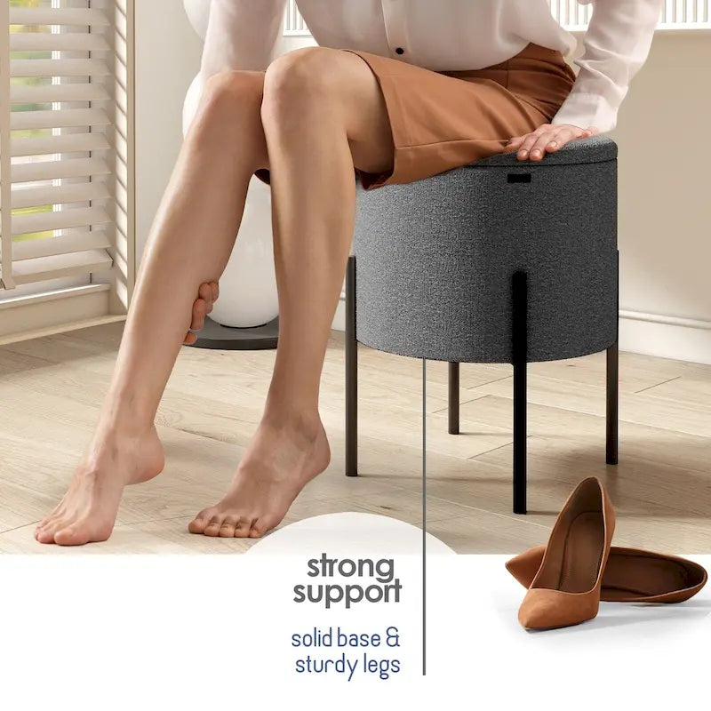 Pouf rond StorageBud avec rangement