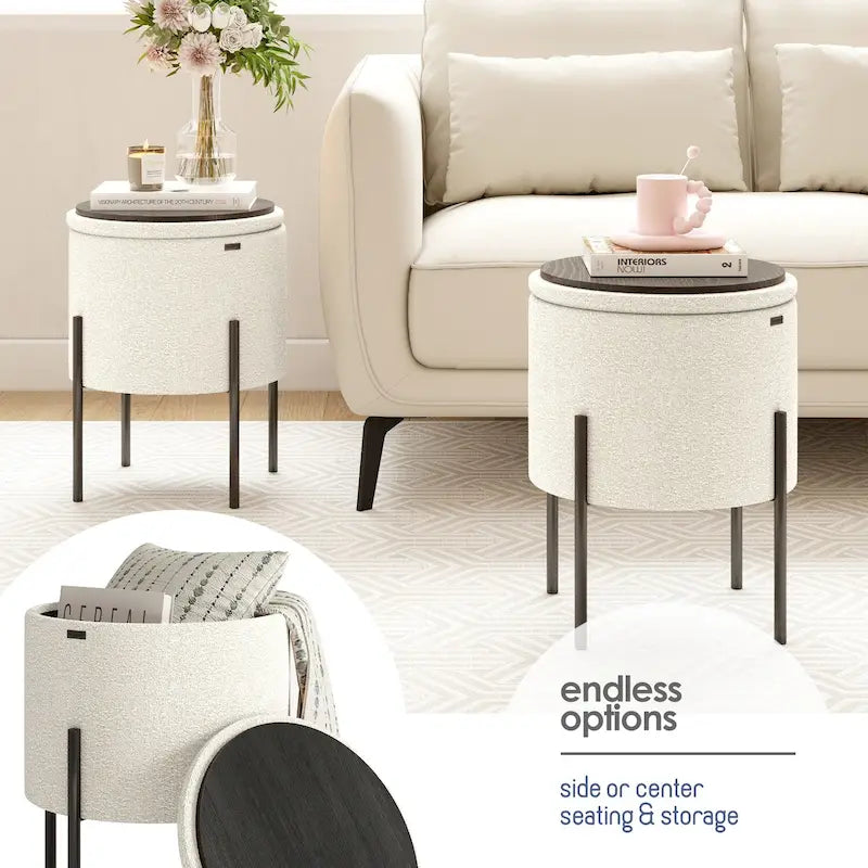Pouf rond StorageBud avec rangement