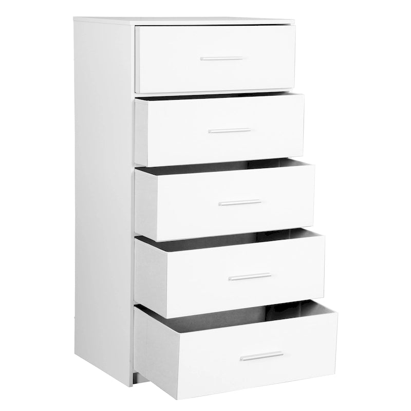 Commode moderne à 5 tiroirs en tissu avec structure en bois robuste