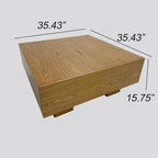 Table basse carrée en bois de 35,43 cm avec 2 tiroirs, texture bois brun - 35,43