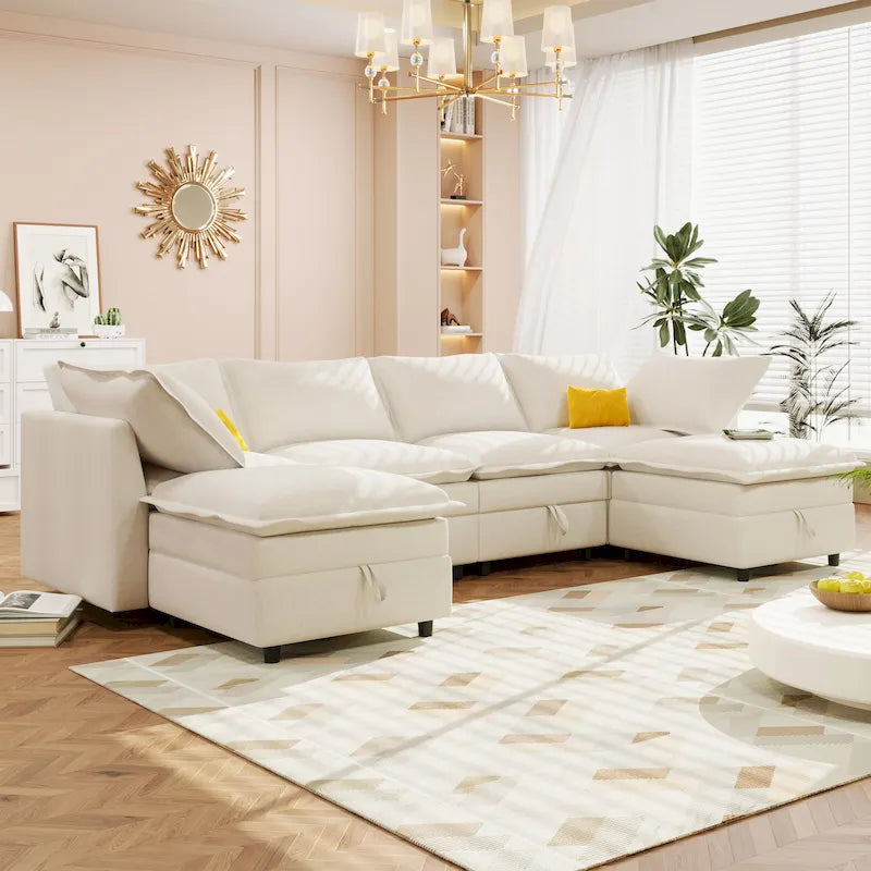 Canapé d'angle modulable Christopher Knight Home 126 avec rangement - 126 x 63 x 35