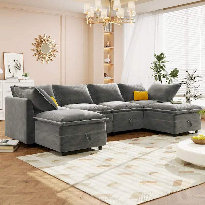 Canapé d'angle modulable Christopher Knight Home 126 avec rangement - 126 x 63 x 35