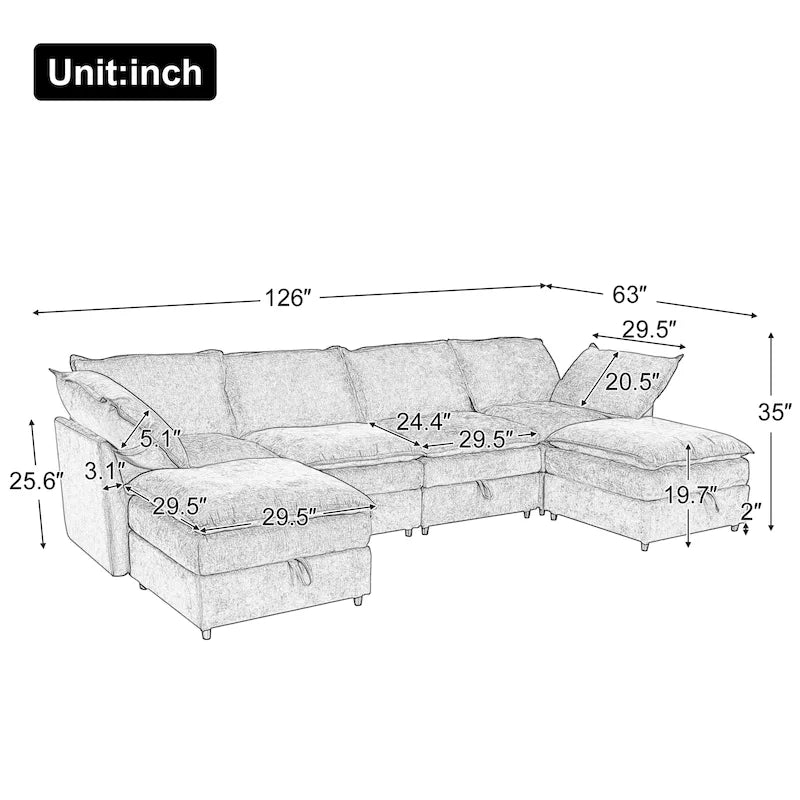 Canapé d'angle modulable Christopher Knight Home 126 avec rangement - 126 x 63 x 35