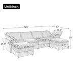 Canapé d'angle modulable Christopher Knight Home 126 avec rangement - 126 x 63 x 35