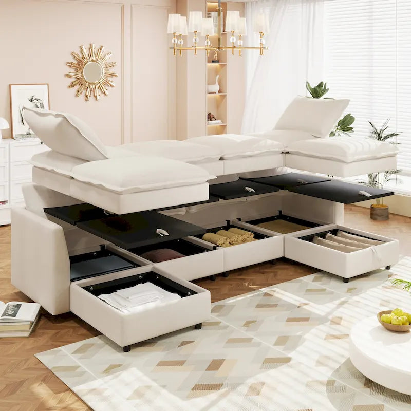 Canapé d'angle modulable Christopher Knight Home 126 avec rangement - 126 x 63 x 35