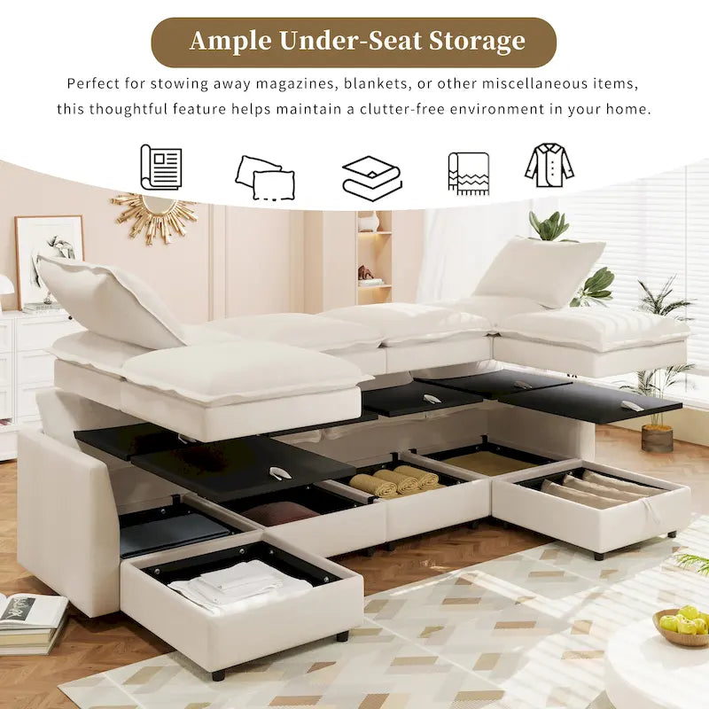 Canapé d'angle modulable Christopher Knight Home 126 avec rangement - 126 x 63 x 35