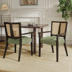 Christopher Knight Home - Ensemble de 2 chaises de salle à manger Harrison, style milieu du siècle, avec dossier en rotin.