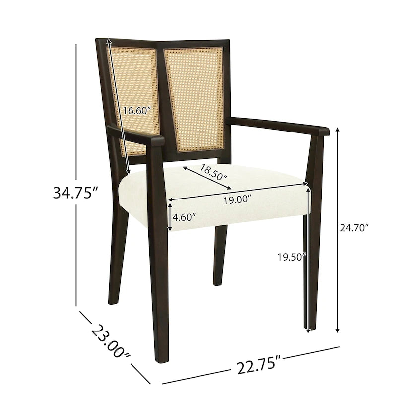 Christopher Knight Home - Ensemble de 2 chaises de salle à manger Harrison, style milieu du siècle, avec dossier en rotin.