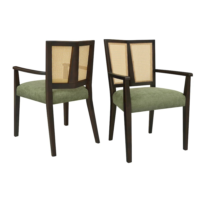 Christopher Knight Home - Ensemble de 2 chaises de salle à manger Harrison, style milieu du siècle, avec dossier en rotin.