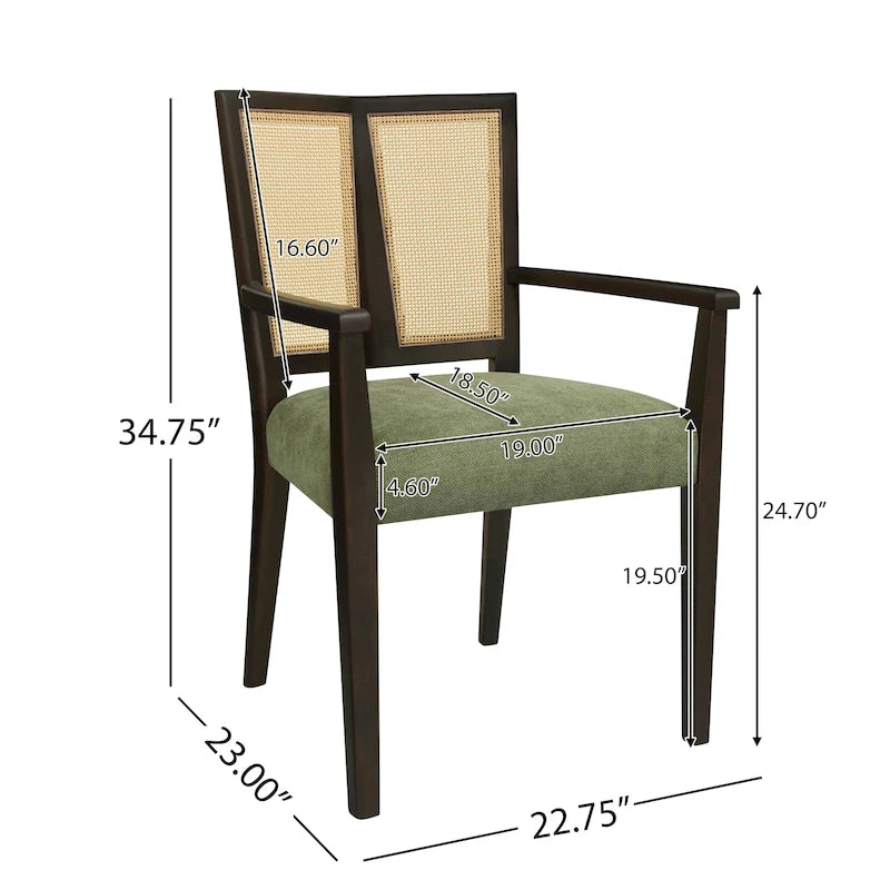 Christopher Knight Home - Ensemble de 2 chaises de salle à manger Harrison, style milieu du siècle, avec dossier en rotin.