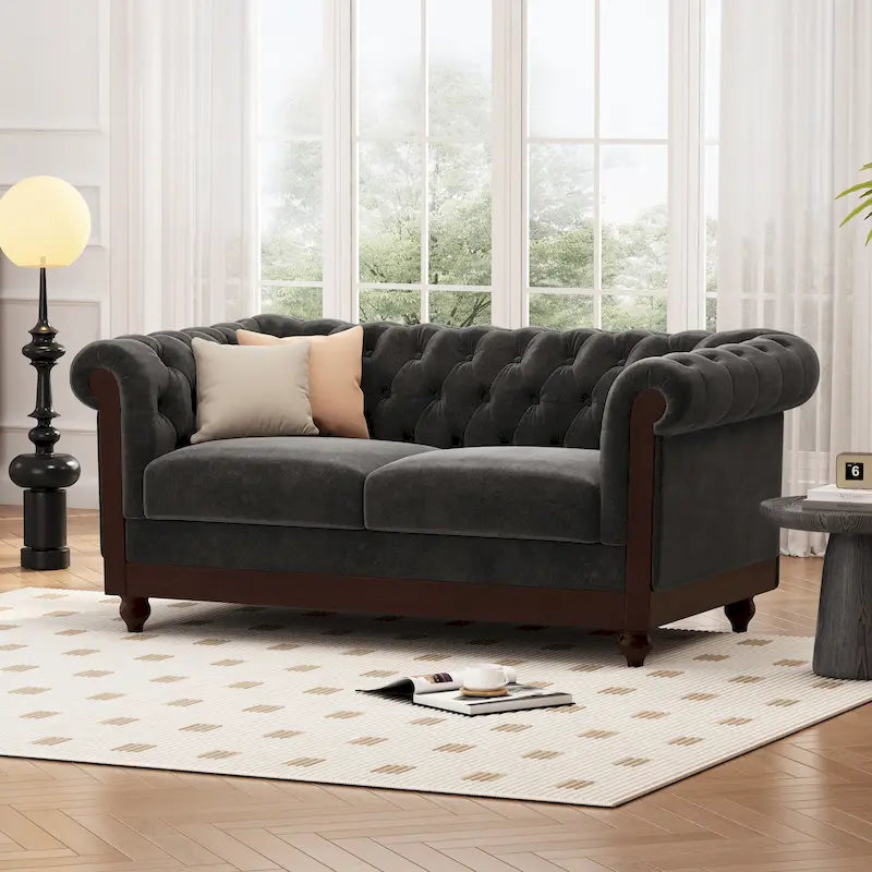 Canapé deux places Eviva Chesterfield en velours de Christopher Knight Home